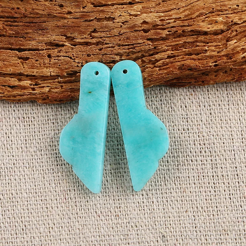 B&F Handmade Amazonite Pendants, Genuine Natural stones beads, Unique Stones for jewelry & DIY Earring Beads