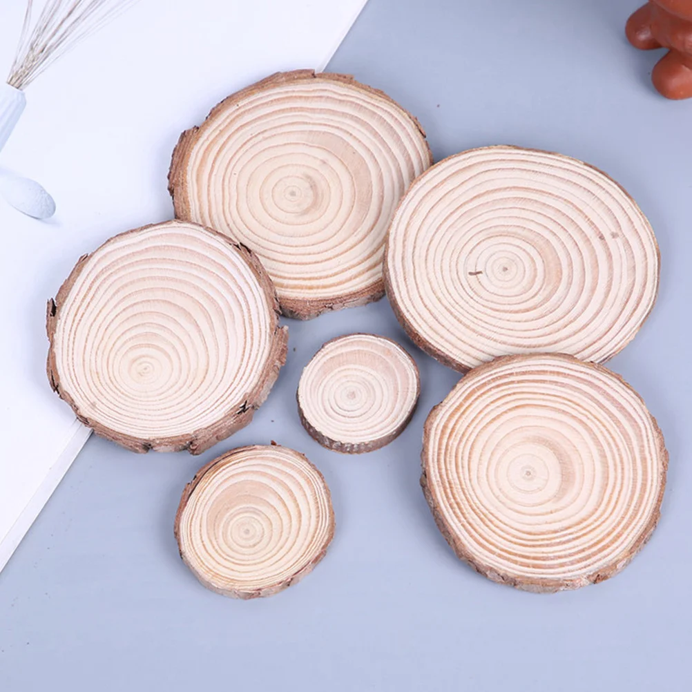 

5Pcs Pine Wood Slices Circular Discs for Photography Craft Christmas Decor Rustic Home Wedding Party Favors Natural Round Logs