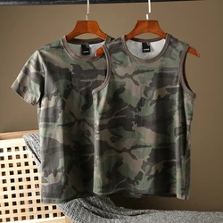 Men's Casual T-Shirts Camouflage Summer Vest Cotton Round Neck Men Summer Tees