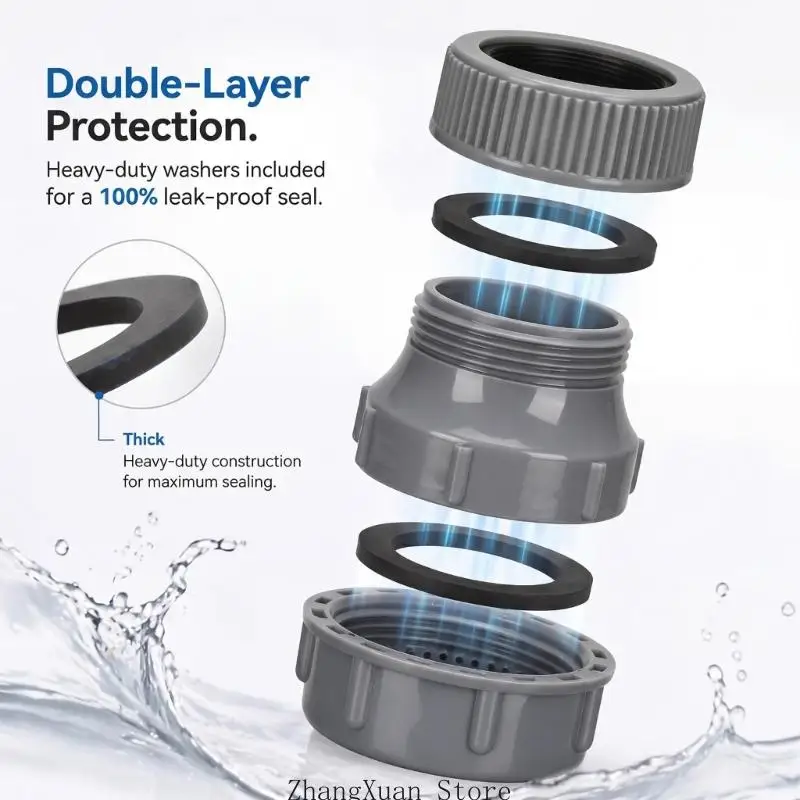 4er-Pack Spülbecken-Abflussadapter-Set mit Gewinde, 1-1/4 Zoll auf 1-1/2 Zoll Gleitgelenk-Adapter aus Polypropylen für – Detail 4