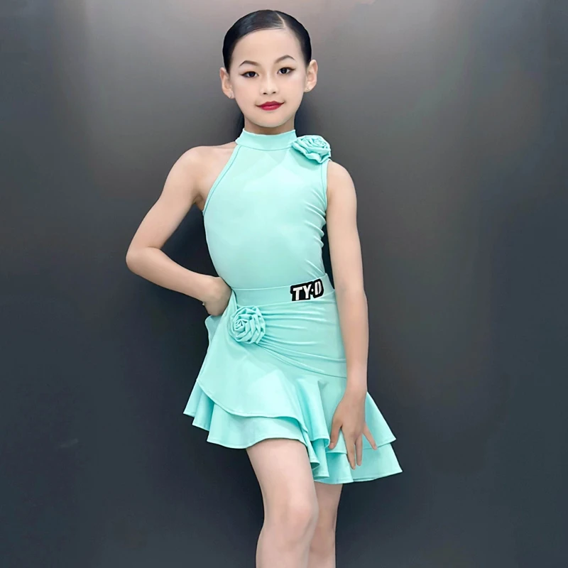 2025 New Girls Latin Dance Competition Dress Children'S Ballroom Dance Dresses Kids Professional Dancing Costume DW10770
