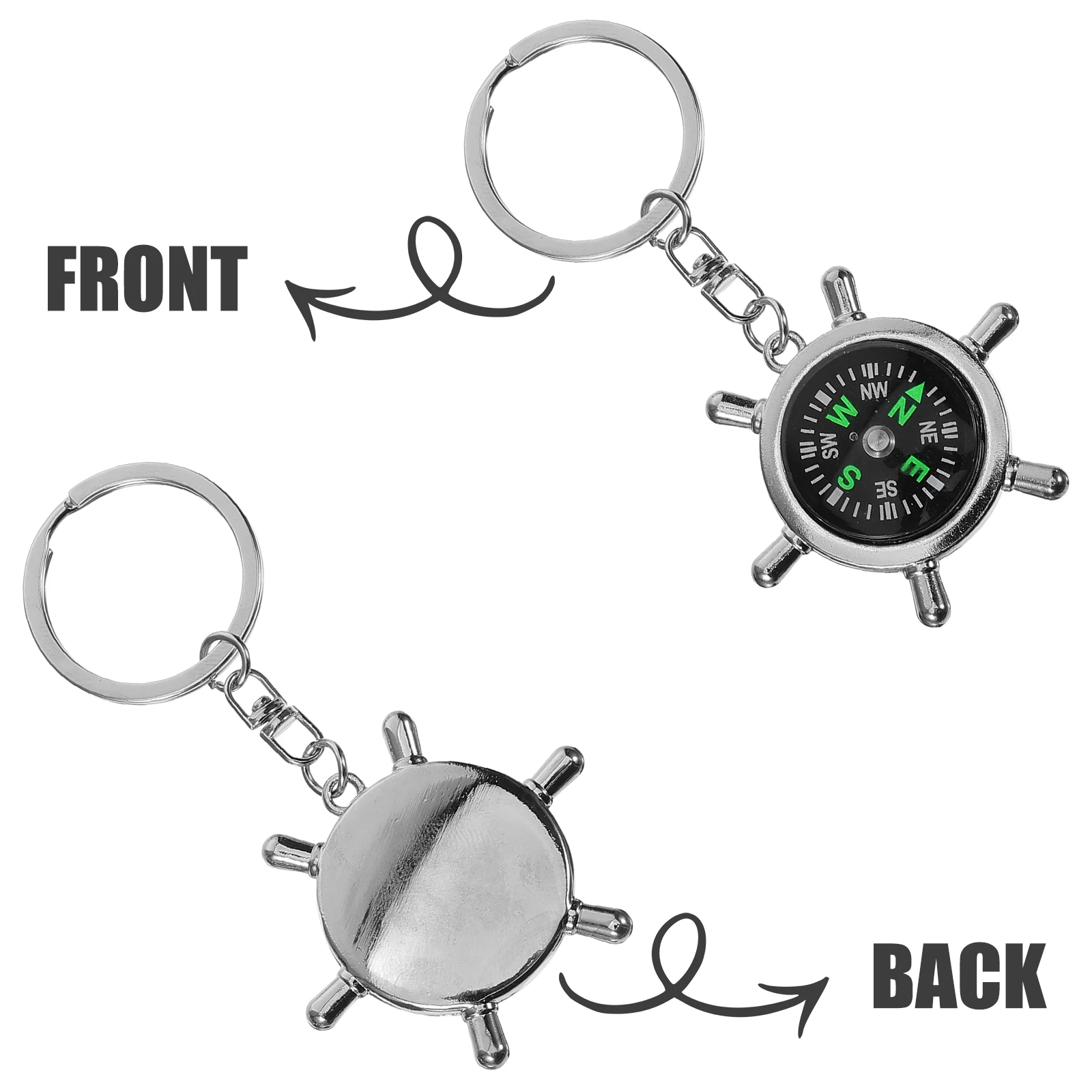 

3pcs Compass Keychain for Keys Hanging Ring Camping Small Durable Rubber Pocket Key Ring Combination Practical Gift