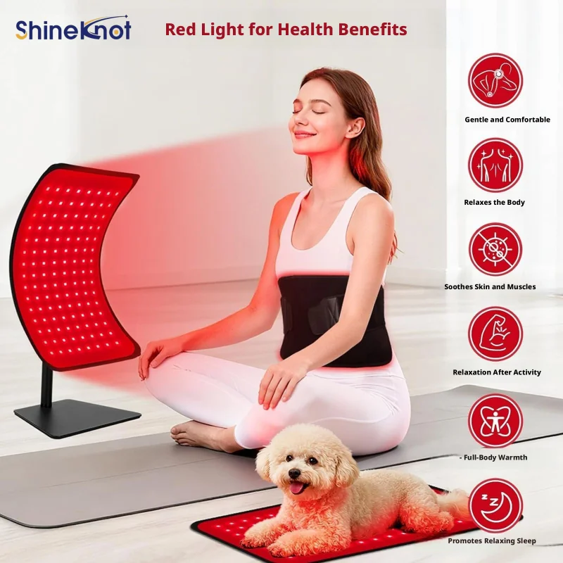 SHINEKNOT Red Light Therapy Panel Bracket-mounted Skincare Phototherapy 120LEDs 2-in-1 Detachable Infrared Therapy Lamp Belt