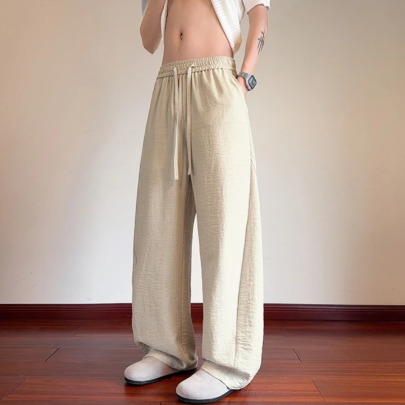 Japanese Men's Cotton Linen Pants Male Summer New Breathable Solid Color Linen Baggy Trousers Streetwear Wide Leg Sweatpants Men - view 2
