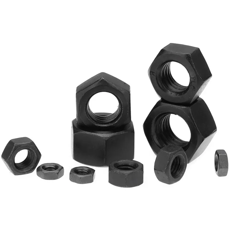 Black Hexagon Hex Nuts Grade 12.9 Carbon Steel Metric Hex Nuts M2 M2.5 M3 M4 M5 M6 M8 M10 M12 M14 M16 M18 M20 M22 M24