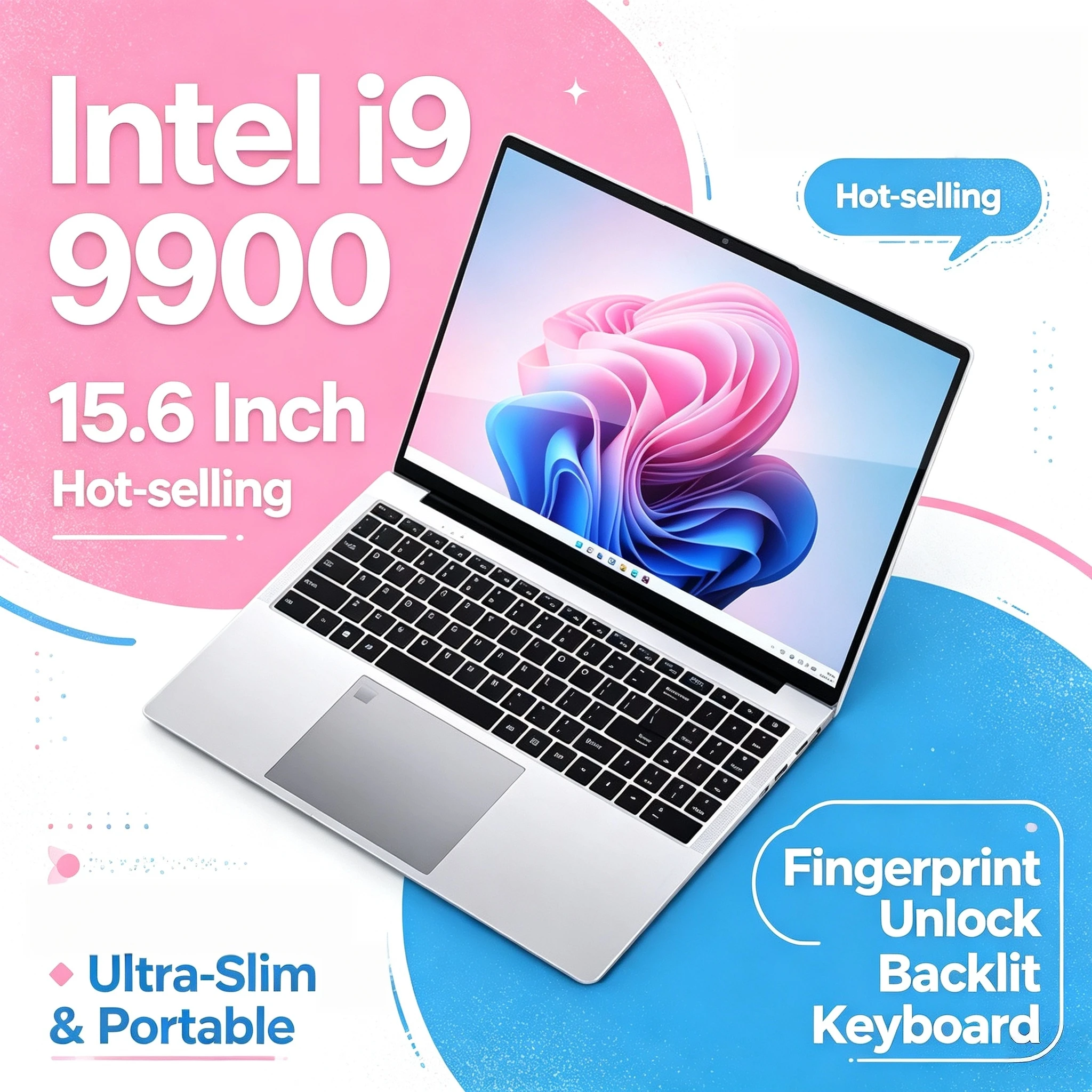 Notebook gamer Slim Ultra de 15,6 polegadas, com processador Intel Core i9 9900, 32 GB de RAM, SSD de 512 GB e 1 TB, 8 núcleos, 16 threads, 5 GHz, resolução de 1920x1080, ideal para uso no escritório.