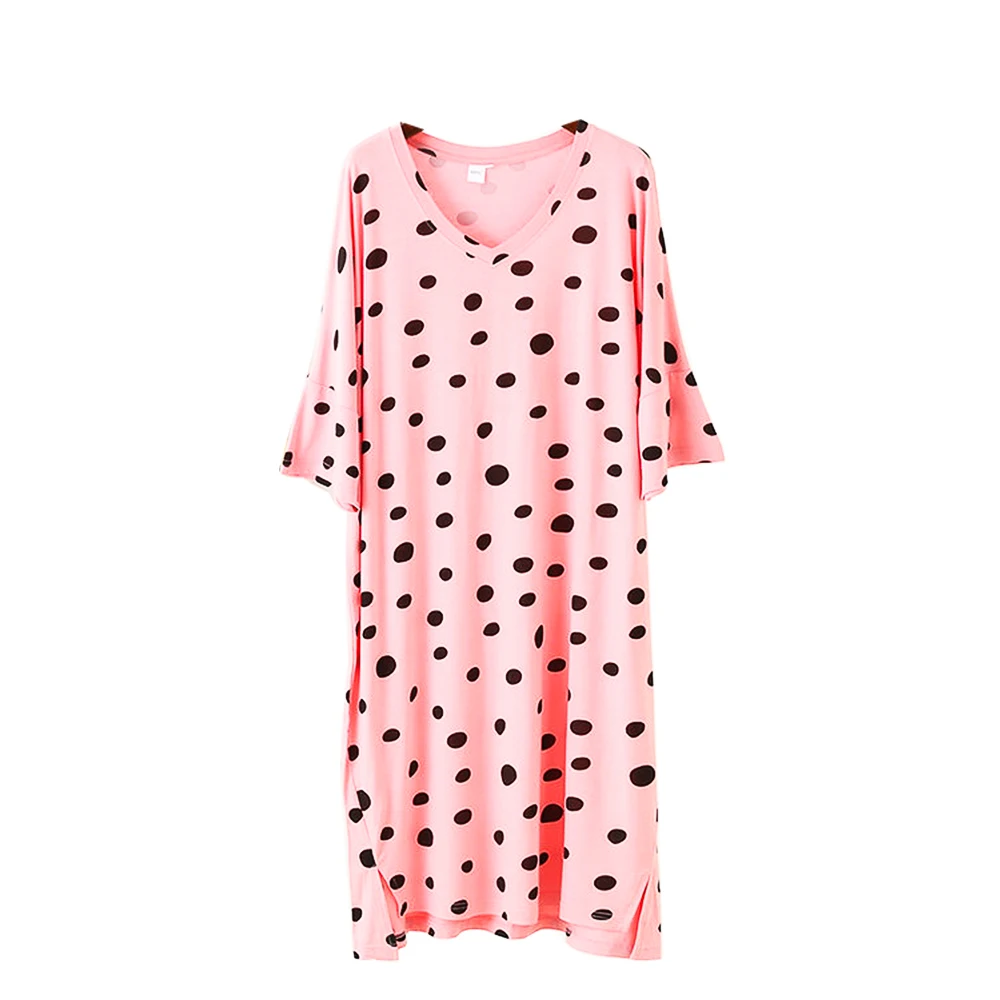 

Sexy Night Dress Woman Casual Sleepwear Dresses Female Pajamas Plus Size Loungewear Print Dot Nightgown