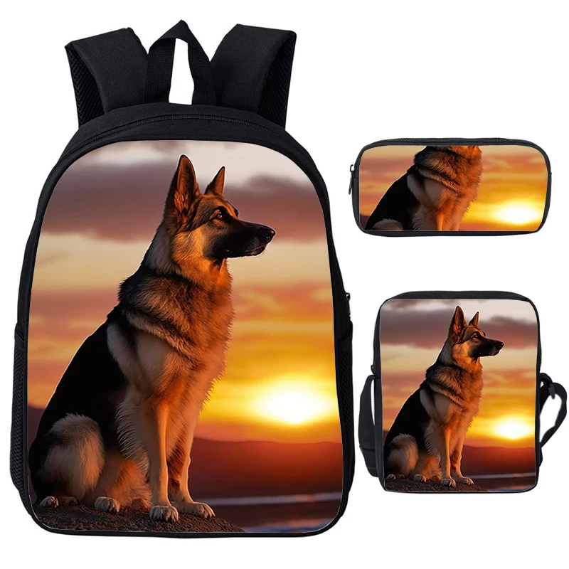 Cute Dog Corgi Print School Bags para meninos e meninas, mochila de grande capacidade, mochila para laptop, husky, crianças, 3pcs por conjunto