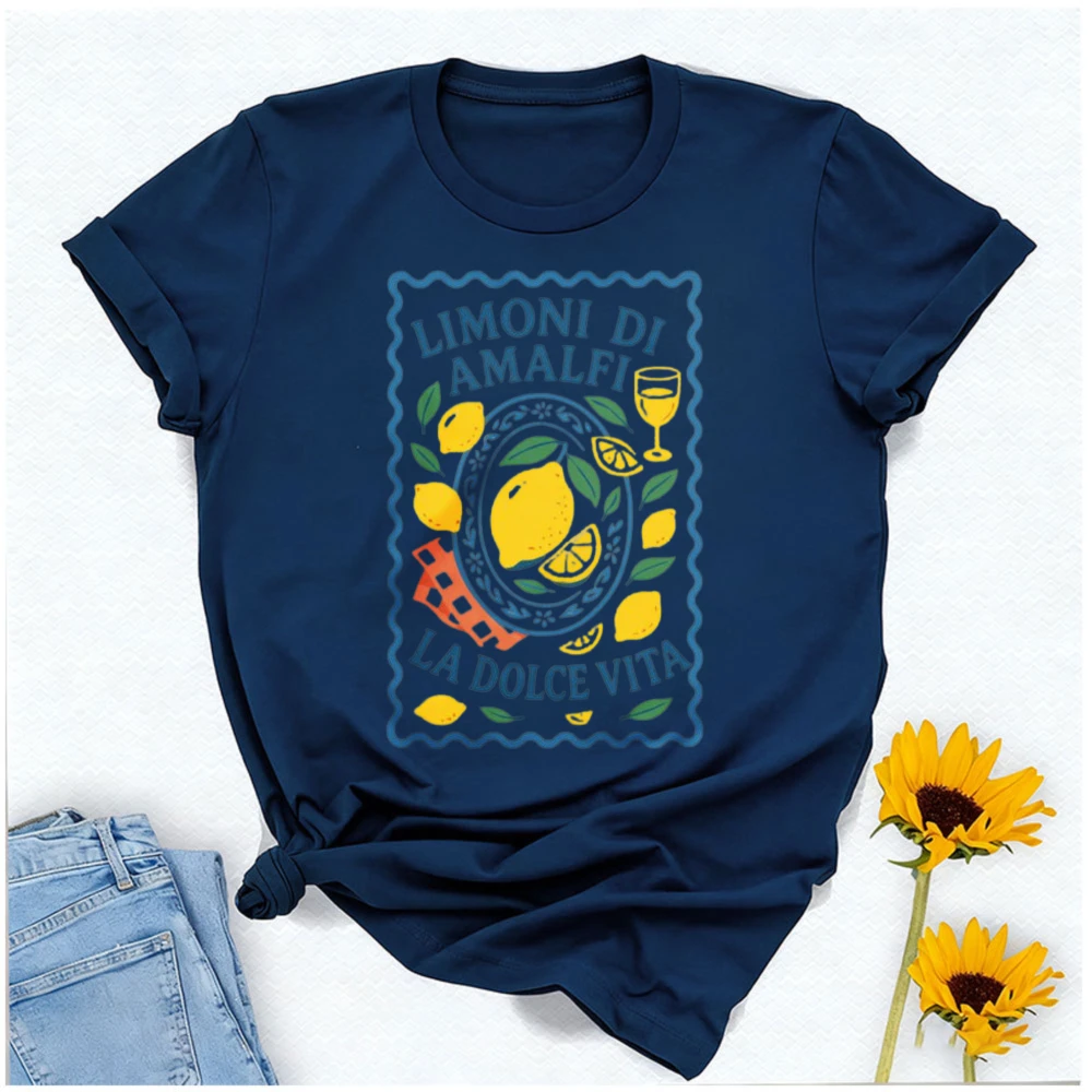Positano Lemon Shirt Amalfi Coast Dolce Vita Dolce Far Niente Summer Vibes Vacation Unisex Tee Commuter All-match Short-sleev