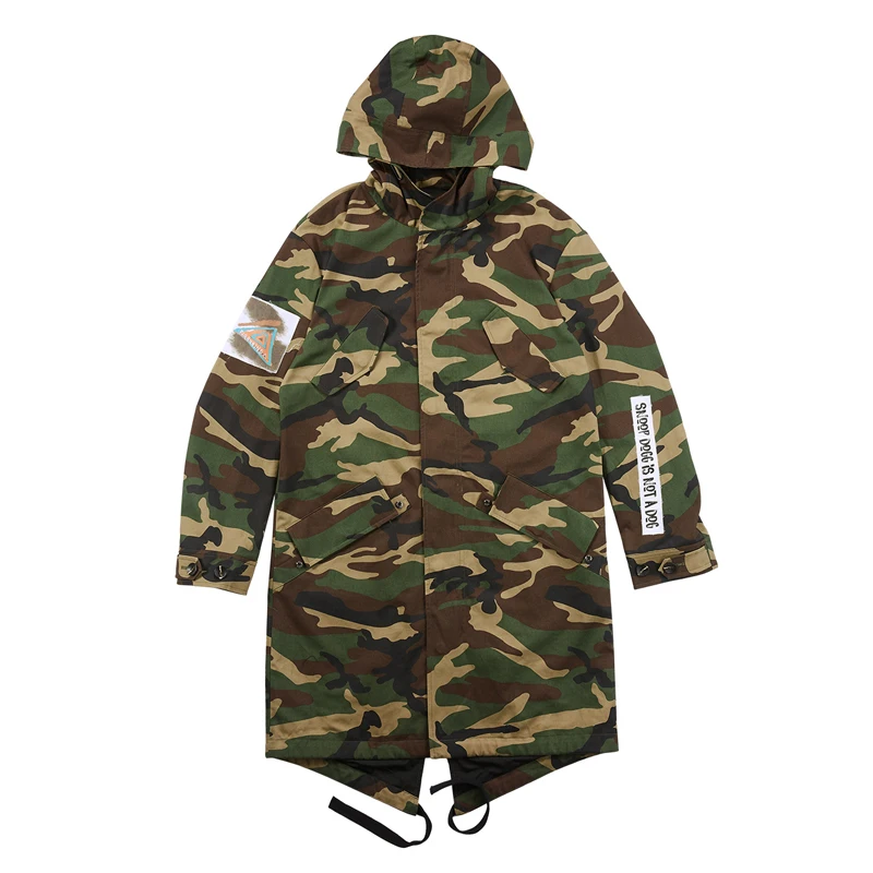 Men\'s Classic Camouflage Hooded Parka - Mid-Length British Fashion Warm Customized Casual Coat