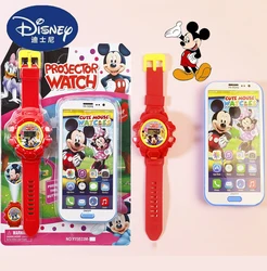 Disney Anime Mickey Mouse Projection Watch Kawaii Minnie Frozen Mobile Phone Model Cartoon Elsa Electronic Watch Toy Gift