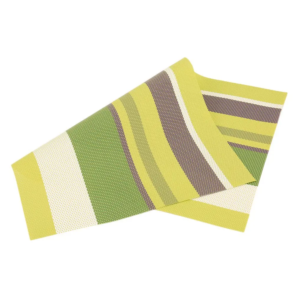 2Pcs Stripe PVC Heat Insulation Table Mat Waterproof Anti-Skid Dining Table Placemats Pot Cup Mat For Kitchen Accessories
