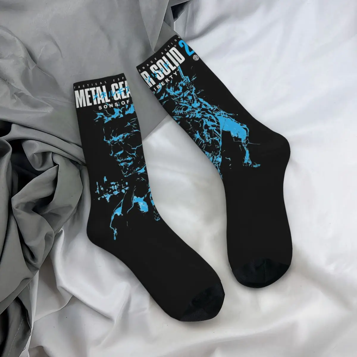 Unisex MGS2 Snake And Raiden Metal Gear Solid Socks Warm Casual Socks Novelty Merch Middle Tube Socks Wonderful Gifts