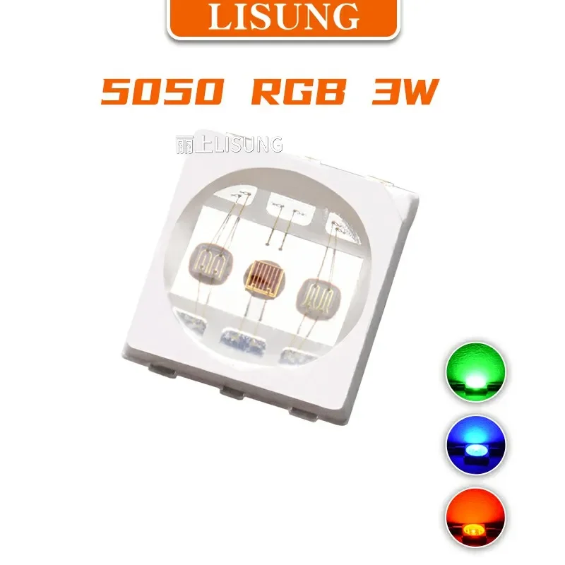 

High Power 3W 5050 RGB LED SMD Super Bright 3W Led Emitting Diodes 5050 Rgb RED GREEN BLUE 3in1 3*1w Chip Full Color