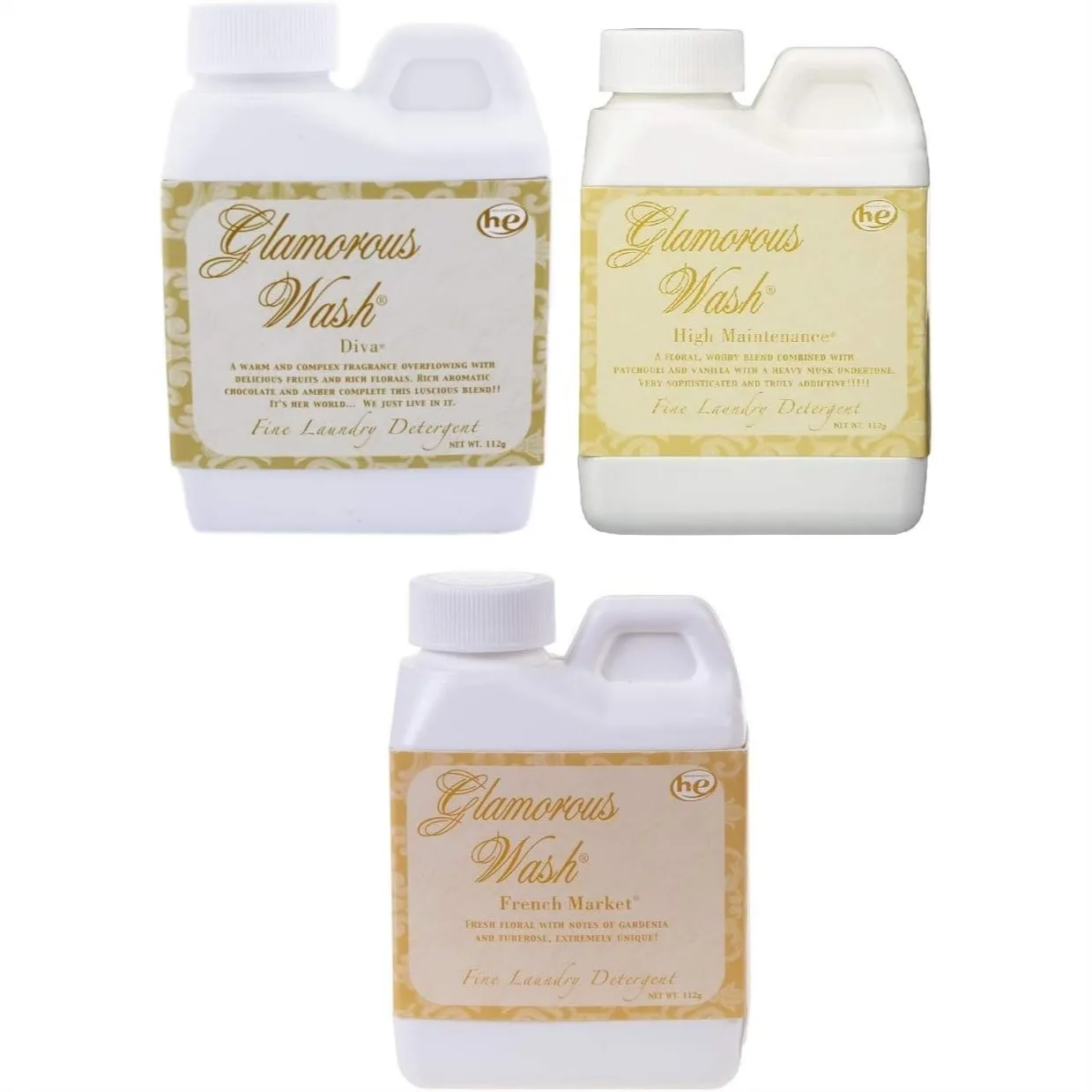 

Tyler Glamorous Wash Laundry Detergent Liquid 4oz Gift Set with Diva, French Market, & High Maintenance Scents