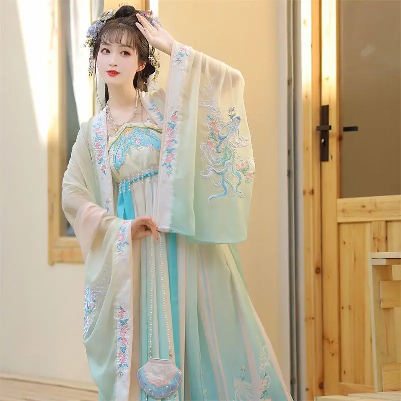 

Chinese Hanfu female chebula dress original Tang chest-length skirt embroidery big sleeve shirt fairy ancient suit