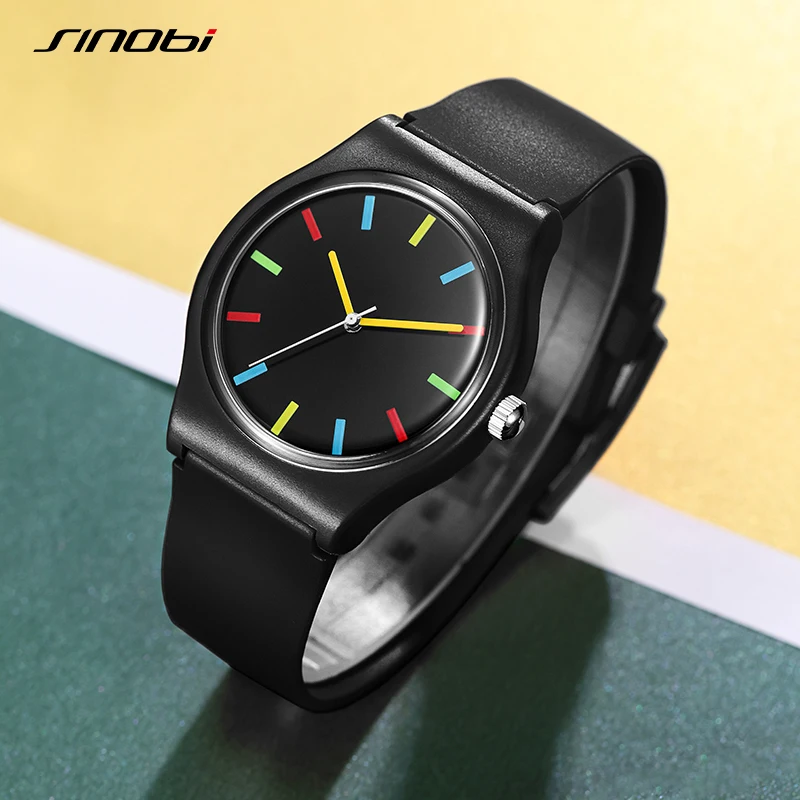 SINOBI Colorful Men\'s Watches Fashion Sports Quartz Wristwatches Rubber Strap Best Gifts Clock Top Luxury Relogio Masculino