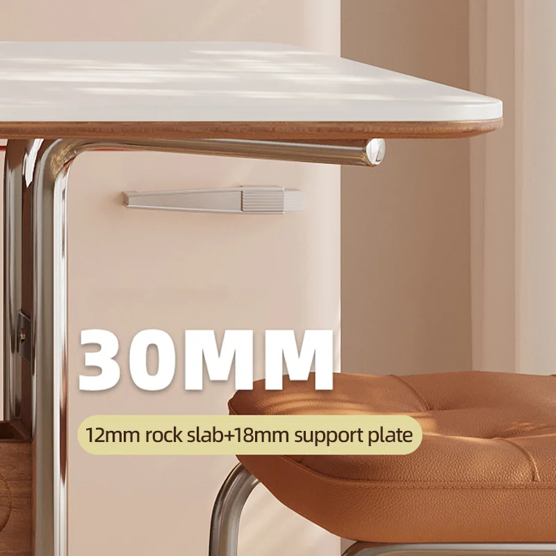 Rectangular Rock Slabs Dining Table for Apartment Modern Home Kitchen Tables with Storage Luxury Stainless Steel Legs Cafe Table