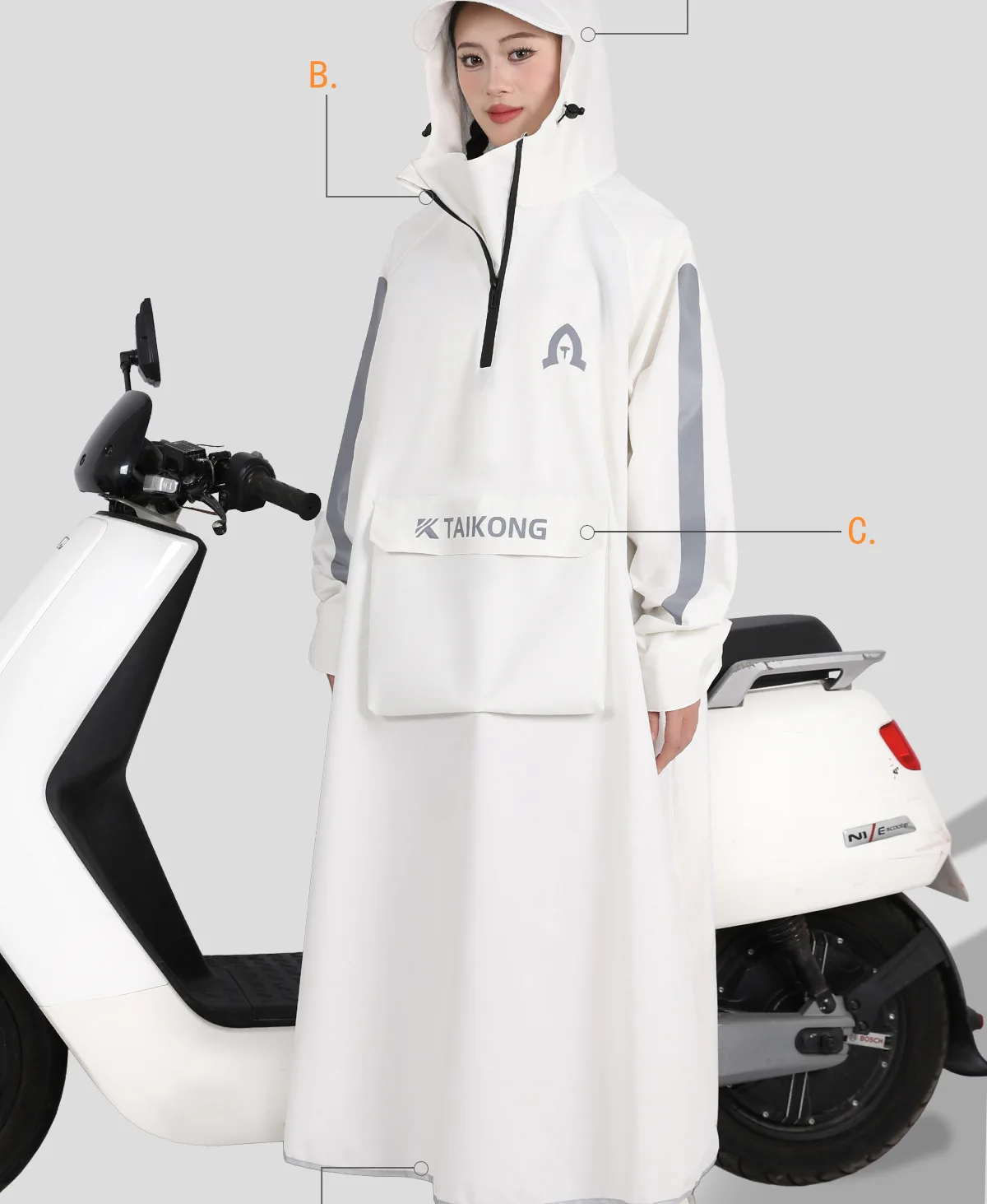 Fashion Windbreaker Raincoat Women Men Onepiece Long Rain Poncho Waterproof Electric Motorcycle Bicycle Riding Rainwear