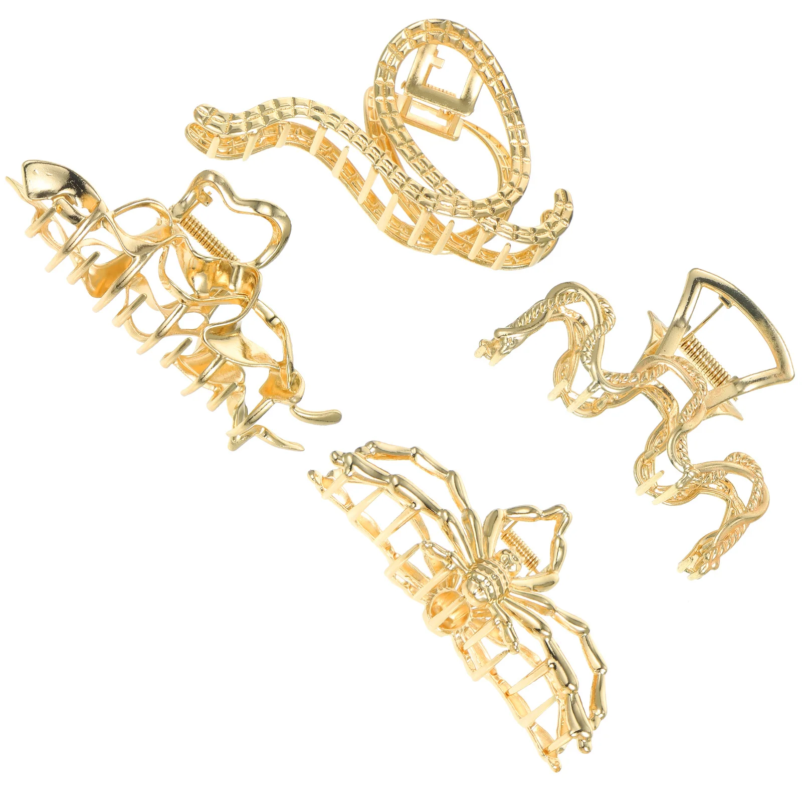 

4 шт. металлические зажимы для волос, стильные женские заколки для волос в форме паука, рыбы, змеи, большие зажимы для челюстей для макияжа, душа, упражнения для чистки