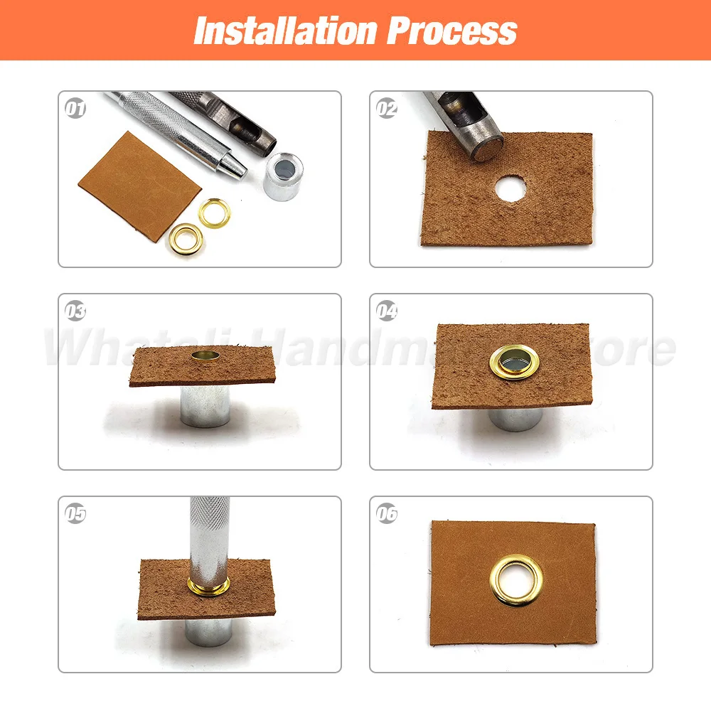 100 Sets 4 mm Metall-Ösen, Ösenring mit Unterlegscheibe, mehrfarbig, für Scrapbooking, Schuhe, Gürtelkappe, Taschenanhänger, Kleidung, DIY, Lederhandwerk – Detail 1