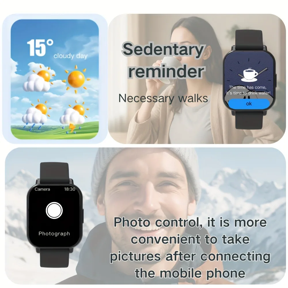 Смарт-часы 2025 для мужчин и женщин, квадратный HD-экран: беспроводные звонки с циферблатом, напоминание о частом контактах сообщений