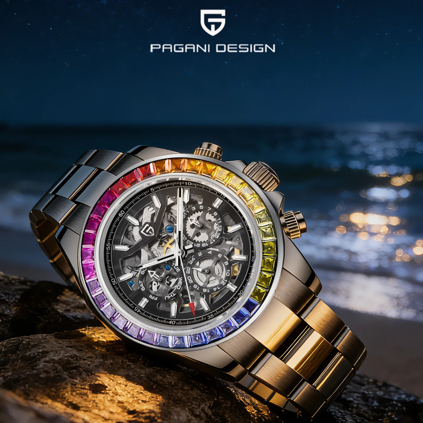 PAGANI DESIGN 2026 New Men's Mechanical Watch Fashion Business Skeleton Design Luxury Sapphire Crystal Stainless Steel PD1777