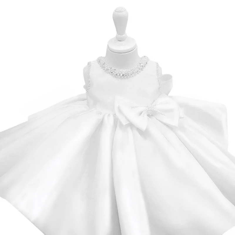 Rosa weiße Perlen Satin Puff Baby Blumen mädchen Kleid für Hochzeit blaue Minze Geburtstag zeremonielle Tutu Ballkleid für Kleinkind Kinder – Detail 11