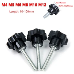 1pc M4 M5 M6 M8 M10 M12 Thread Clamping Handle Bolt Star Shape Bakelite Hand Knob Tightening Screw Industry Equipment