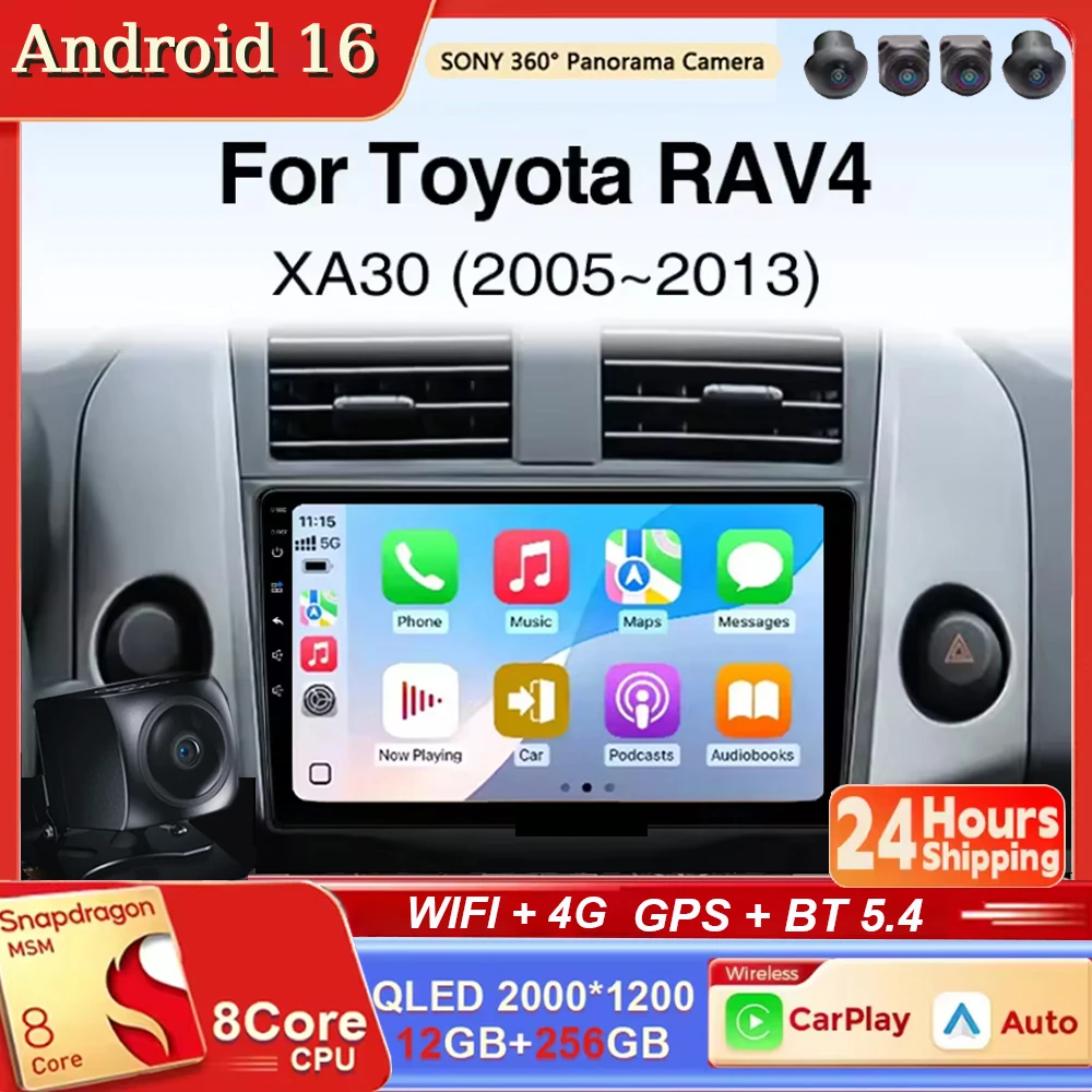 

Android 16 Car Radio Auto GPS Navigation Multimedia Video Player Carplay Android A For Toyota RAV4 XA30 2005-2013 RAV 4uto