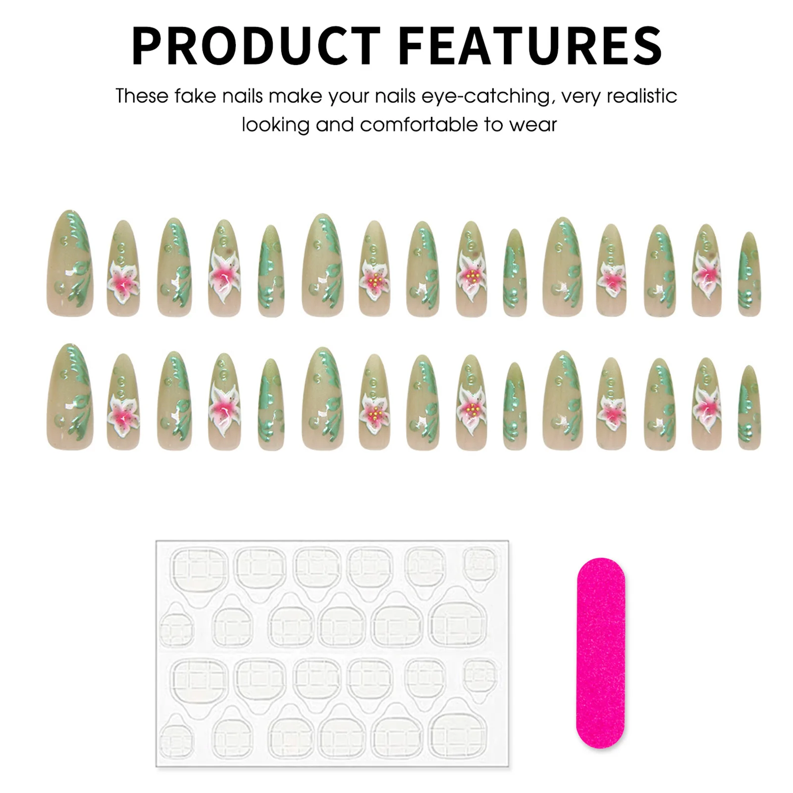Press On Nails Resin 3D Cat Eye Bubble Flower Design Ready-to-Wear for Party Wedding Daily Commute Durable Chic Manicure Set