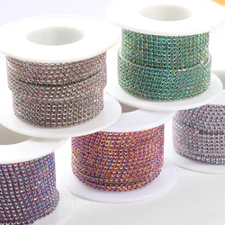 SS6 1 Yard Glitter Color Glass Cup Chains Glitter Rhinestone Trims For Necklace DIY Art Crafts Parts Wedding Dress Decoration