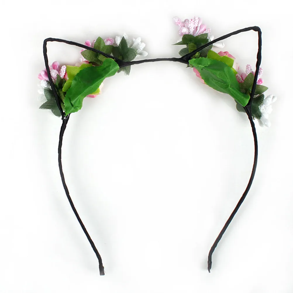 

Набор из 4 повязок на голову с кошачьими ушками, тканевыми цветами и декором в виде ягод, универсальный размер для женщин и девушек, для костюмированных вечеринок, маскарадов, праздников и выпускных балов