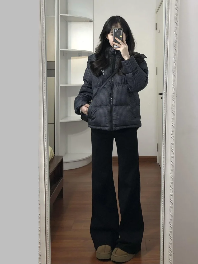 

High Waist Flared Jeans Women's Size Straight Elastic Leggings Spring Season Denim Fabric Button Closure Temperature Reg...