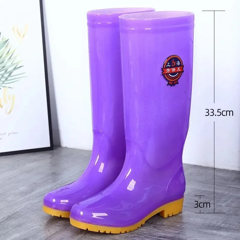 Spring and Autumn Rainy Days Water Shoes High-tube Rain Boots for Women Anti-slip Rubber Shoes Mid-tube Rain Boots