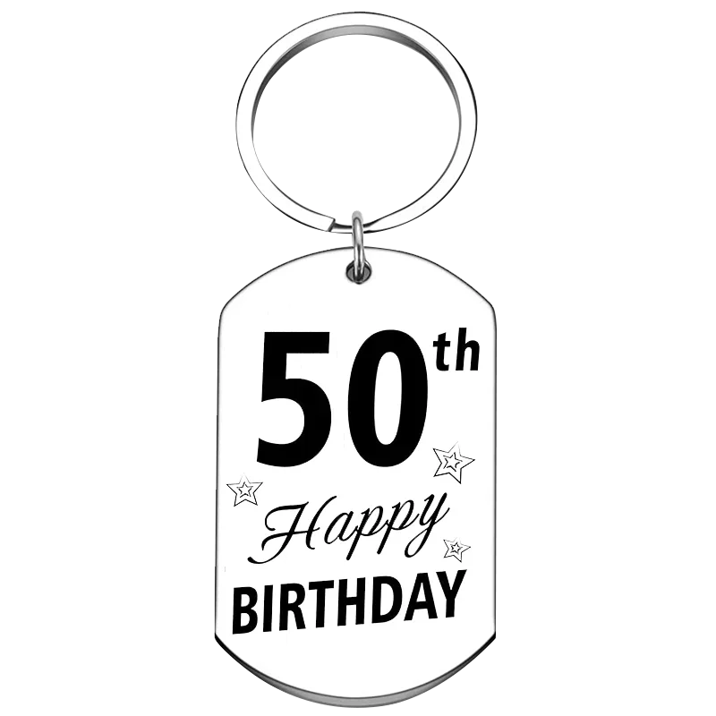 New Happy 50th Birthday Keychain Pendant 50th Birthday Gifts Key Chain 50 Year Old Birthday Gifts