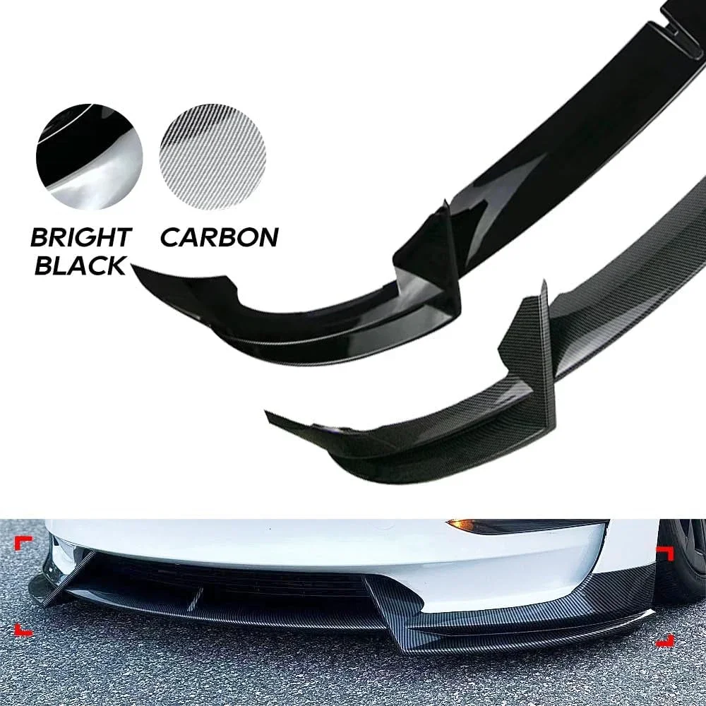 for Tesla Model Y 3 Front Bumper Front Lip Front Shovel kit Sedan Body Spoiler Splitter kit Accessories Carbon Fiber Black