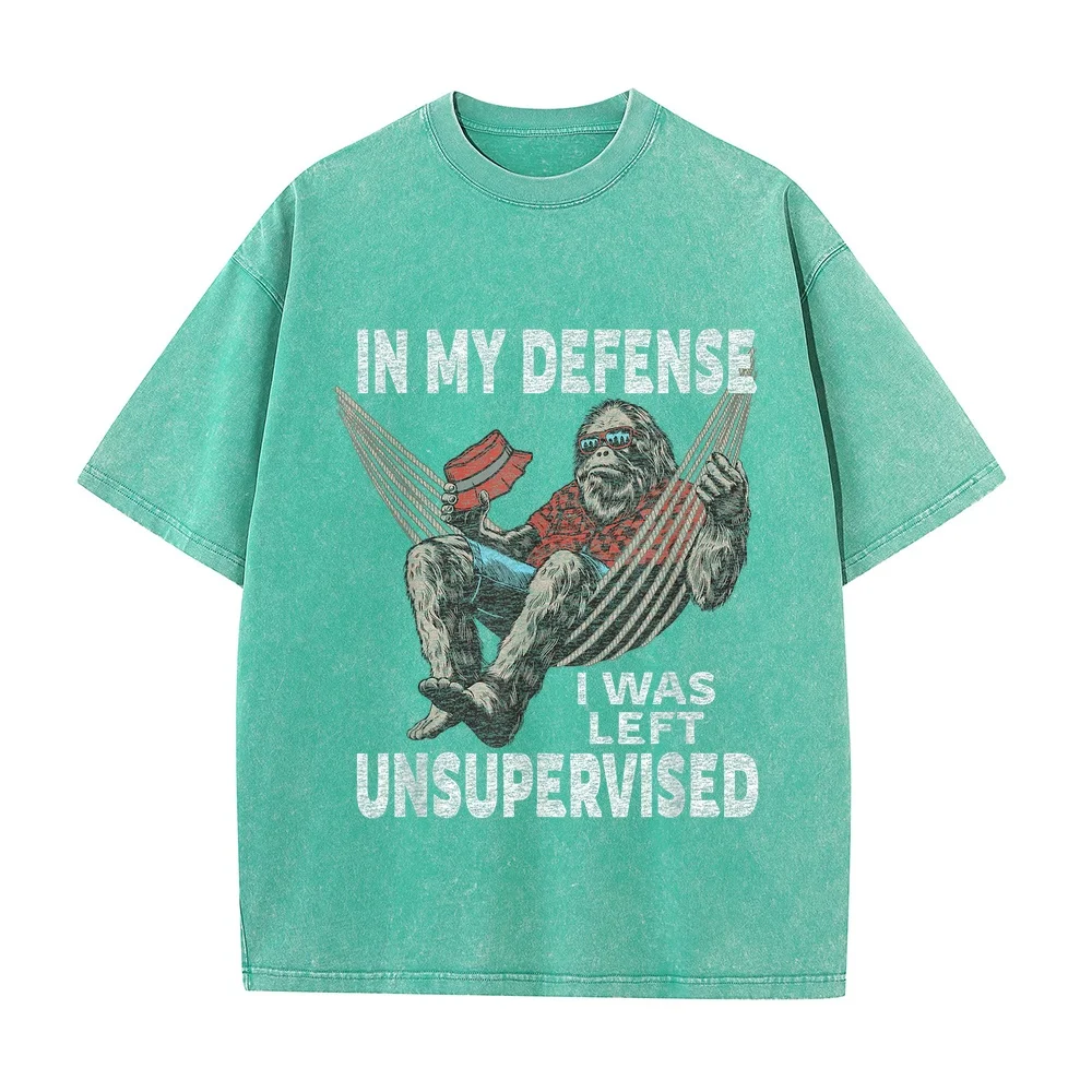 in My Defense I was Left Unsupervised Graphic Funny Saying T-Shirt Oversize Moda Hombre 빅사이즈 Daily T Shirt Quote Tee Cotton