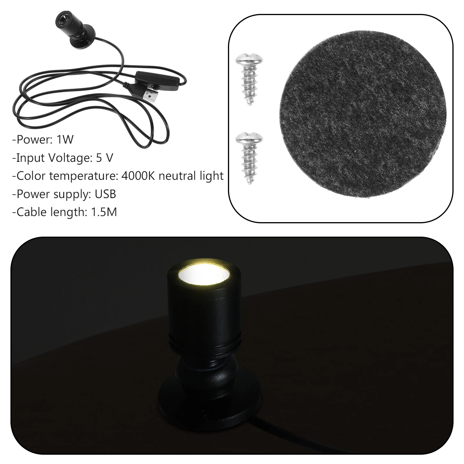 USB Small Spotlight LED Cabinet Light for Jewelry Display Under Cabinet Lighting Mini Indoor Spotlight Watches Accessories