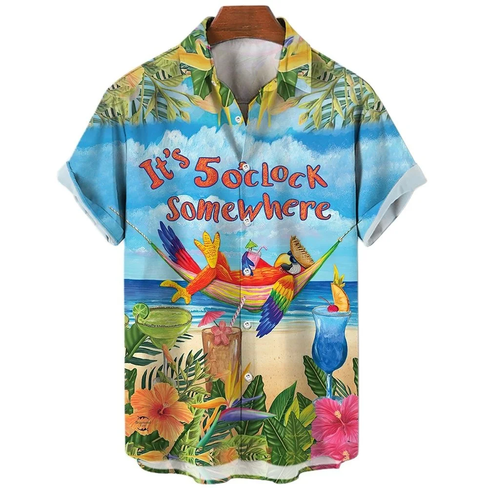 2023 Hawaiian Vintage Men's Shirts Fashion Leisure Summer Holiday Beach Manga Street Style Social Tropical Passionate And Spicy