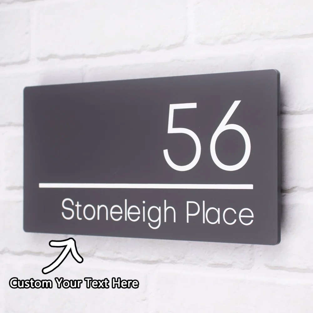 Personalized Custom House Number Sign Modern Rectangle Acrylic Address Plaque Custom Street Name 3D Raised Text Front Door House view 6