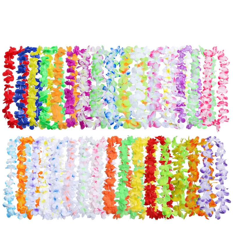 

50/100pcs Hawaiian Leis Garland Artificial Flower Necklace Birthday Bridal Summer Party Wedding Christmas Halloween Decor favor