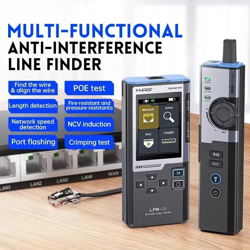 LPM-10A Multifunctional Cable Tracer & Network Tester, Anti-Interference POE Ethernet Cable Detector for Home & Office Network