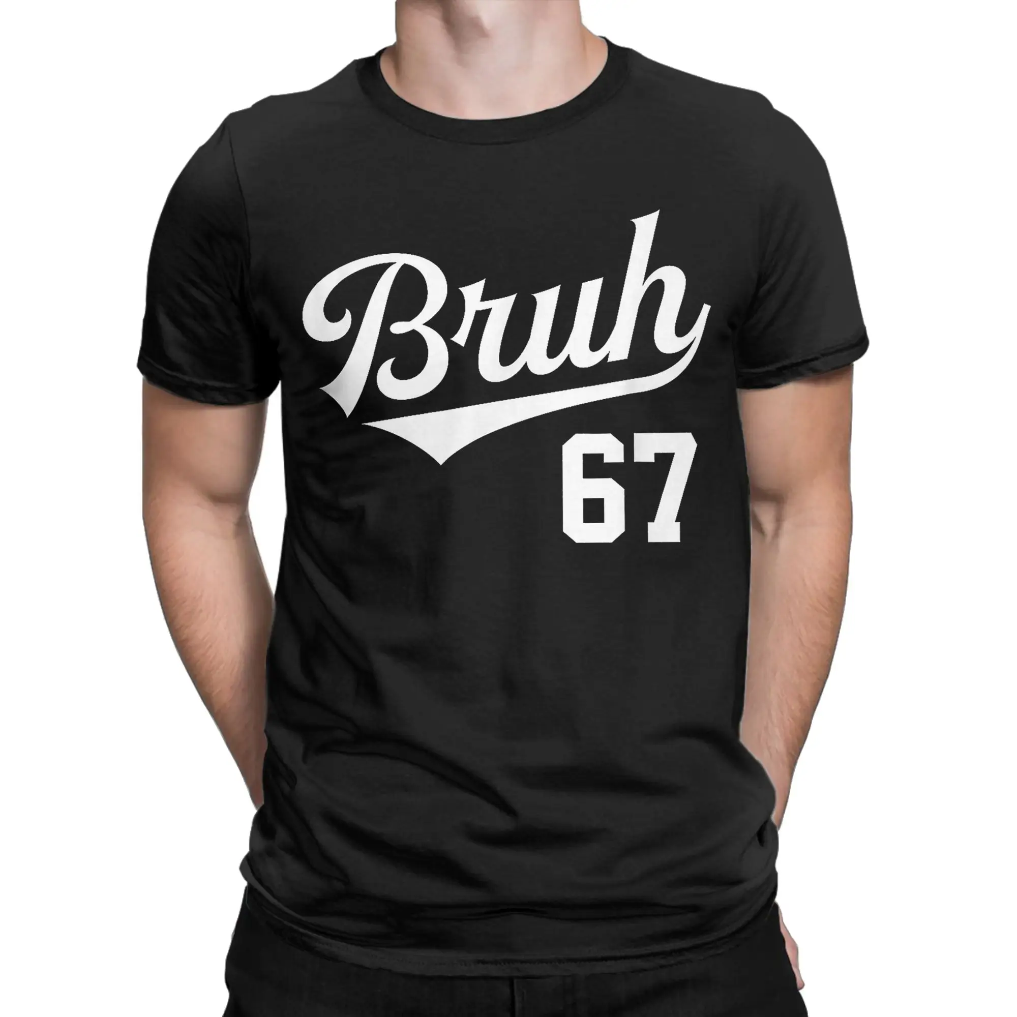 الرجال النساء تي شيرت Bruh 67 Brainrot Meme عادية 100% القطن تيز قصيرة الأكمام 6-7 ستة سبعة تي شيرت Crewneck الملابس الجرافيك #2