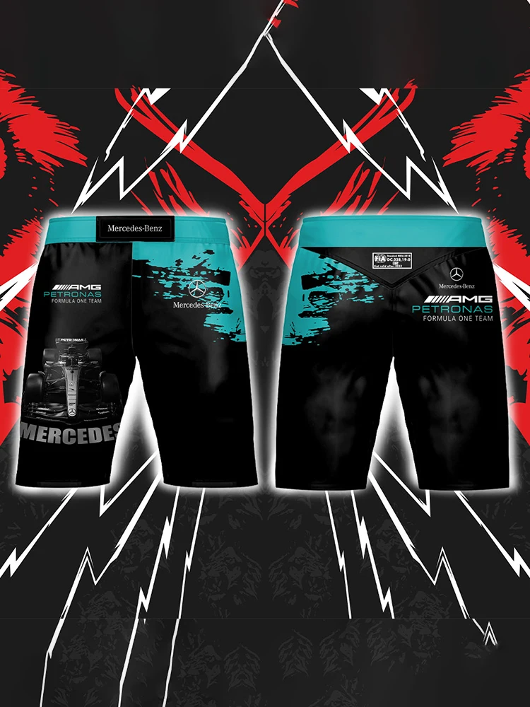 AliExpress Summer New Mercedes Benz F1 Team Cycling Sports Fitness Men's Shorts Street Vitality Cool Fashion Loose Breathable Comfortable