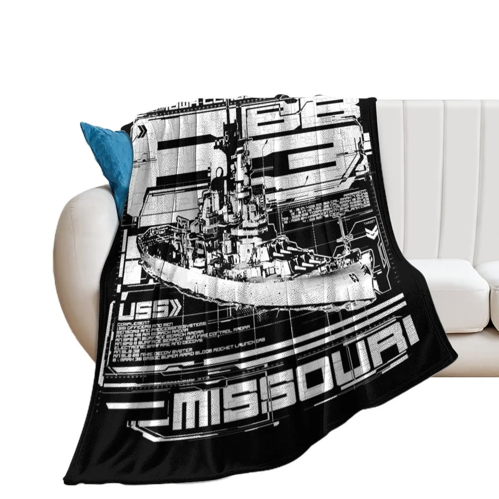 Battleship Missouri Throw Blanket Luxury Brand Thermals For Travel Travel Plaid on the sofa Blankets