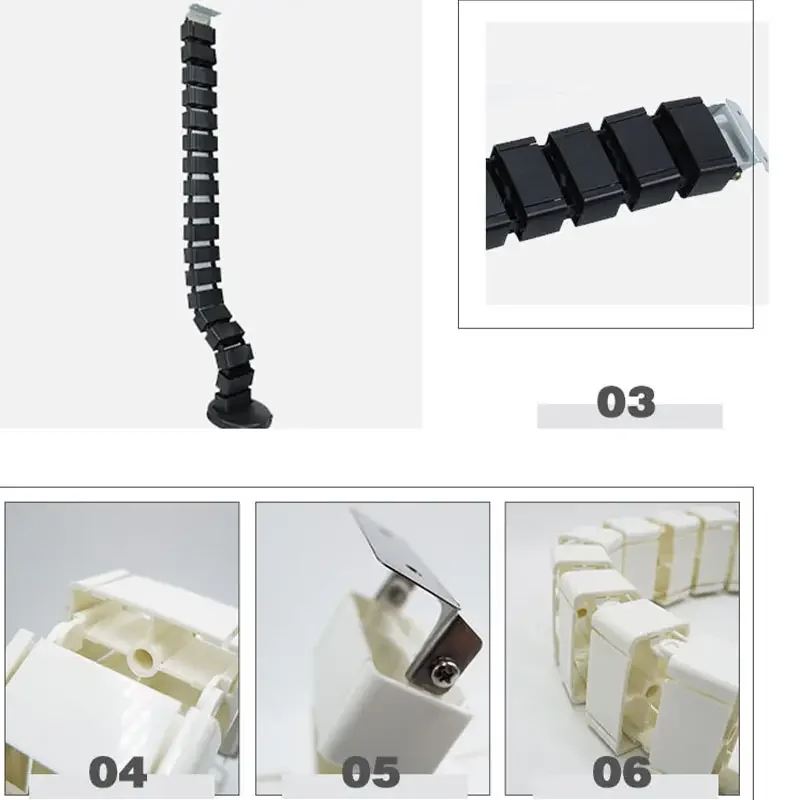 Wire Spine Cable Spine 120CM Under Desk Cable Tray Wire Management Workstation Snake Cable Organizer Management