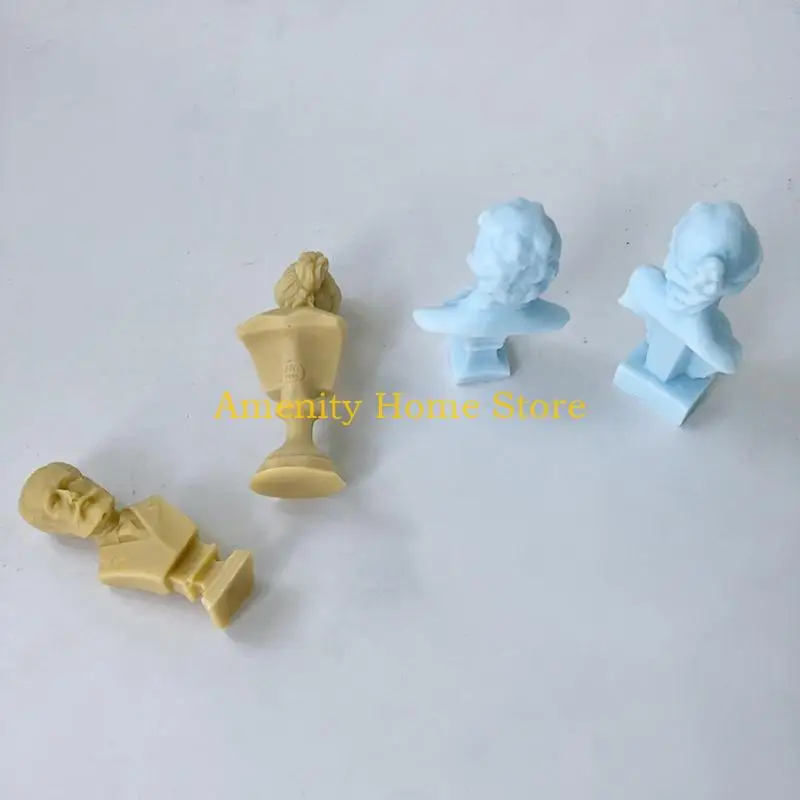 F26C Mold Non-stick Easy to De-mold 4 Designs for Making Plaster Crafts
