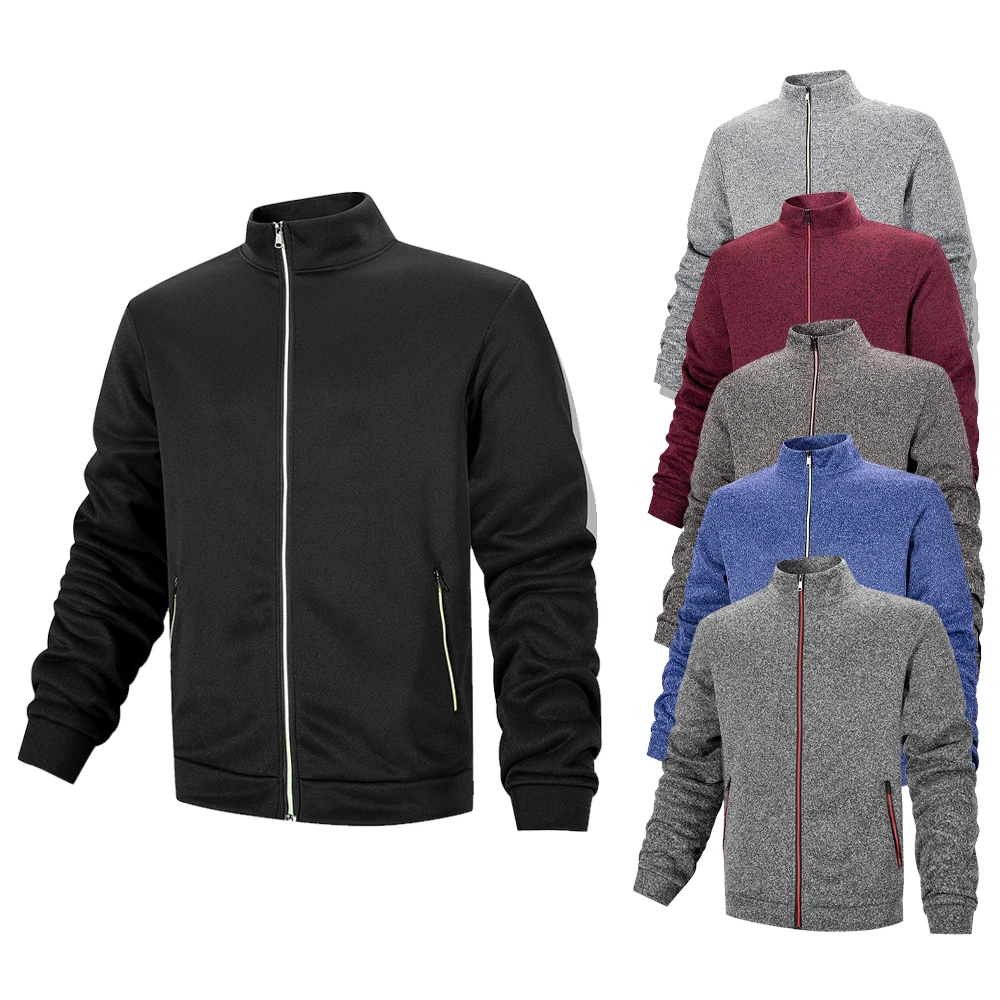 

Spring and Autumn Men's Stand Collar Casual Zipper Jacket Loose Solid Color Jacket Outdoor Sports Coat Windbreaker Jacket