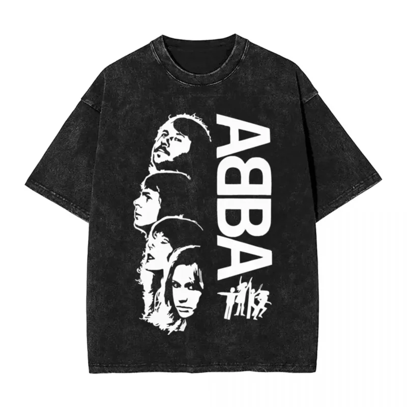 Abba dancing band graphic washed T-shirts Hipster Beach tee shirt vintage design cotton clothes dropshipping